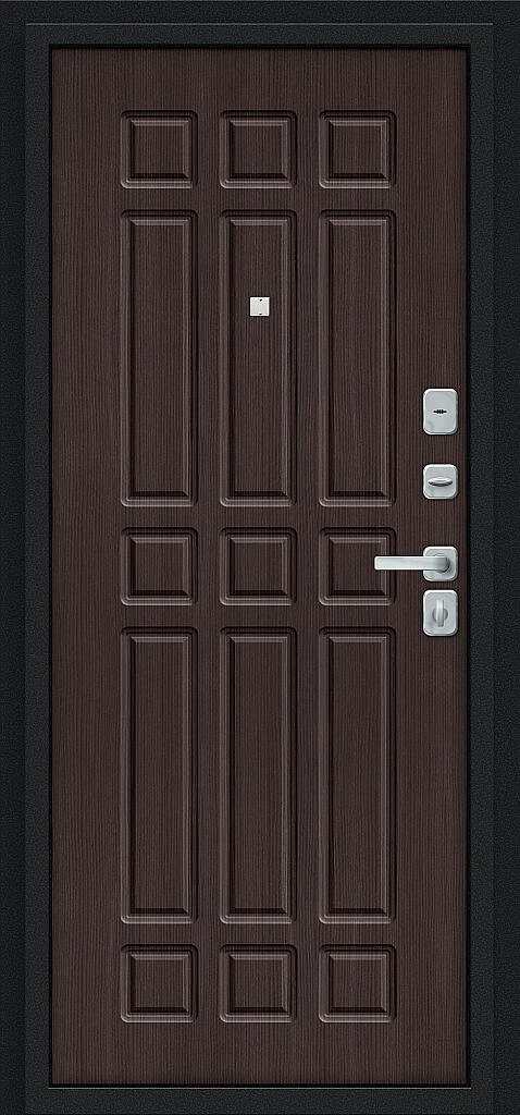 Входная дверь Мило МФ/BChrome Букле черное/Wenge Melinga BR6203